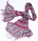 Stretch check grey and pink scarf
